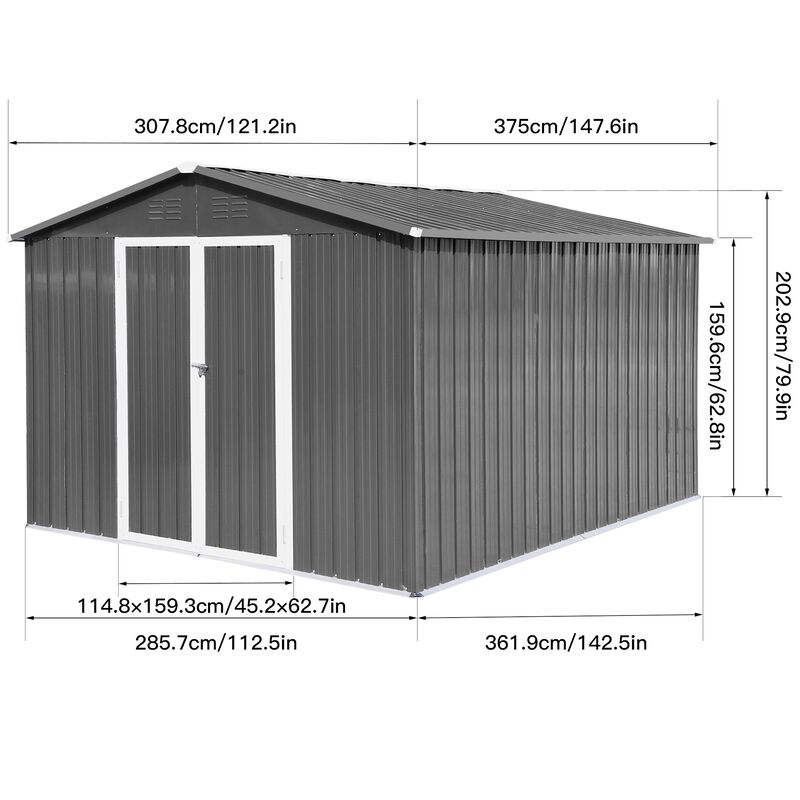 10x12 Ft Metal Outdoor Storage Shed image number 3