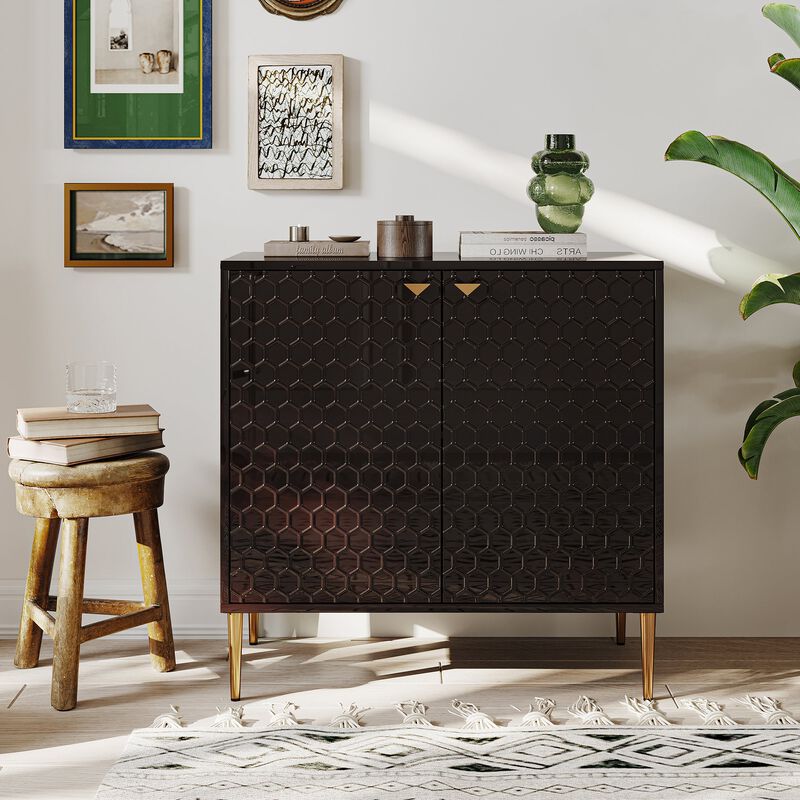 MONDAWE 32 in. H Modern Locker Accent Cabinet with 2-Door and Adjustable Shelves