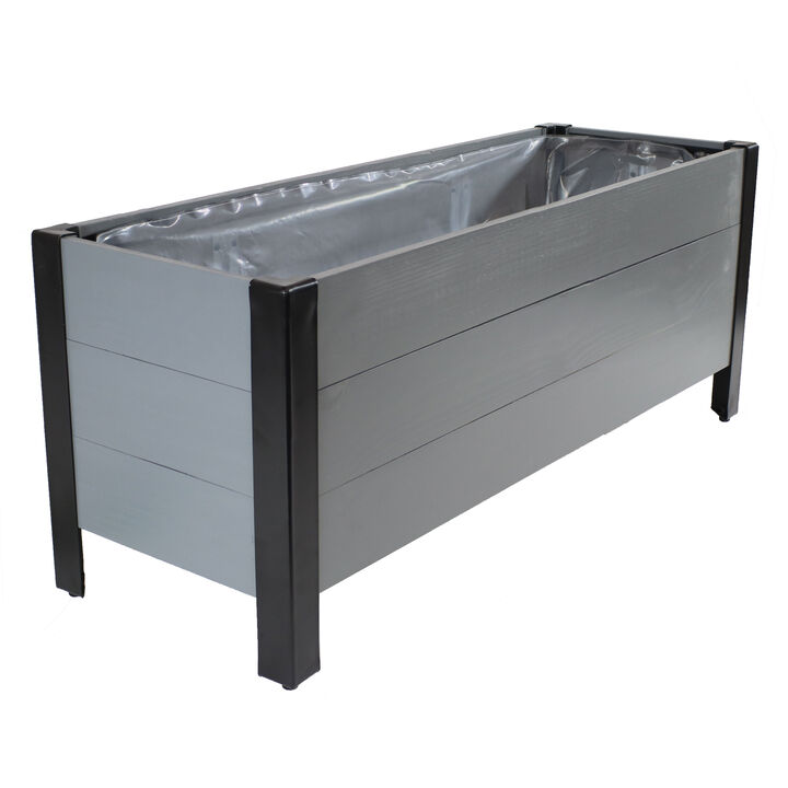 Acacia Wood Planter Box with Removable Planter Bag