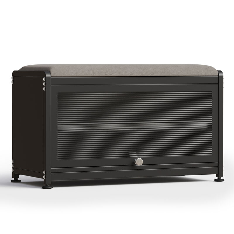 Mega Casa 2-Tier Metal Shoe Bench Black