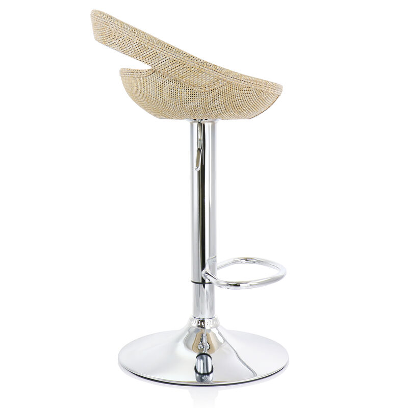 Elama 2 Piece Adjustable Rattan Barstool in Tan with Chrome Base