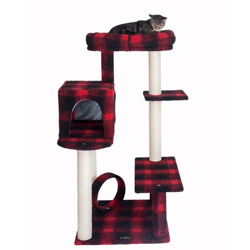 Armarkat 50-Inch Classic Real Wood Cat Tree With Veranda, Bench, Mini Perch