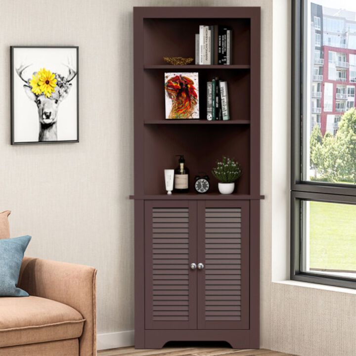 Free Standing Tall Bathroom Corner Storage Cabinet with 3 Shelves