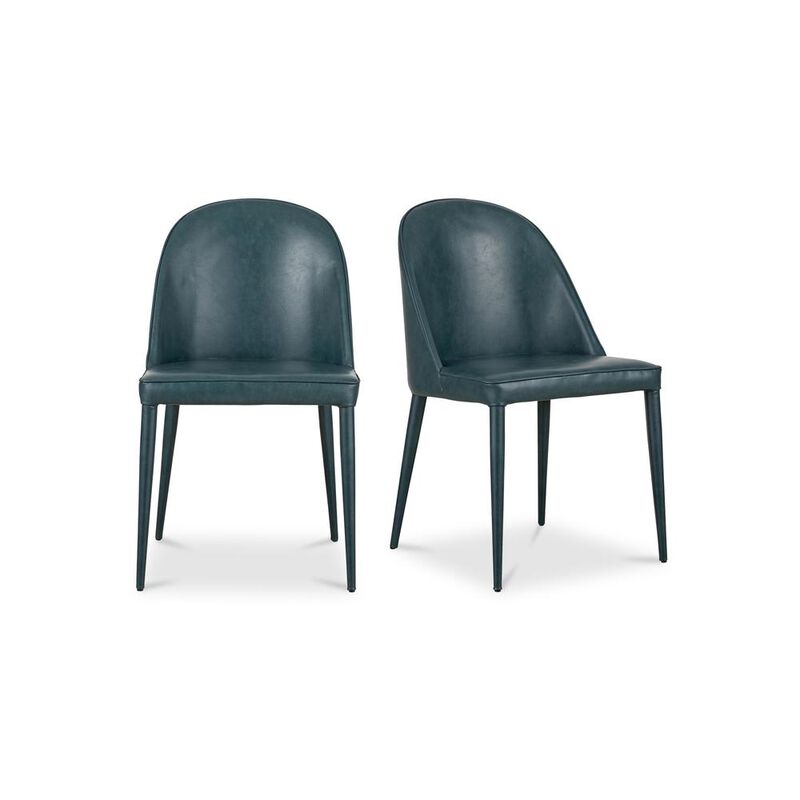 Moe's Home Collection Burton Dining Chair Dark Teal Vegan Leather-Set Of Two