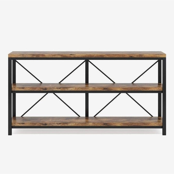 Tribesigns Rustic 3-Tier Console Table with Storage Shelves