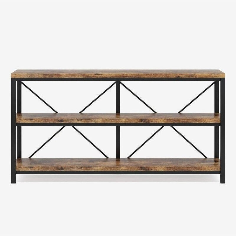 Tribesigns Rustic 3-Tier Console Table with Storage Shelves image number 0