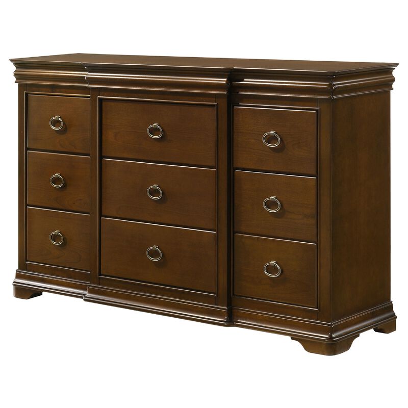 Gravis Wide Dresser Chest, 9 Drawers and 2 Hidden Drawers, Cherry Brown image number 5