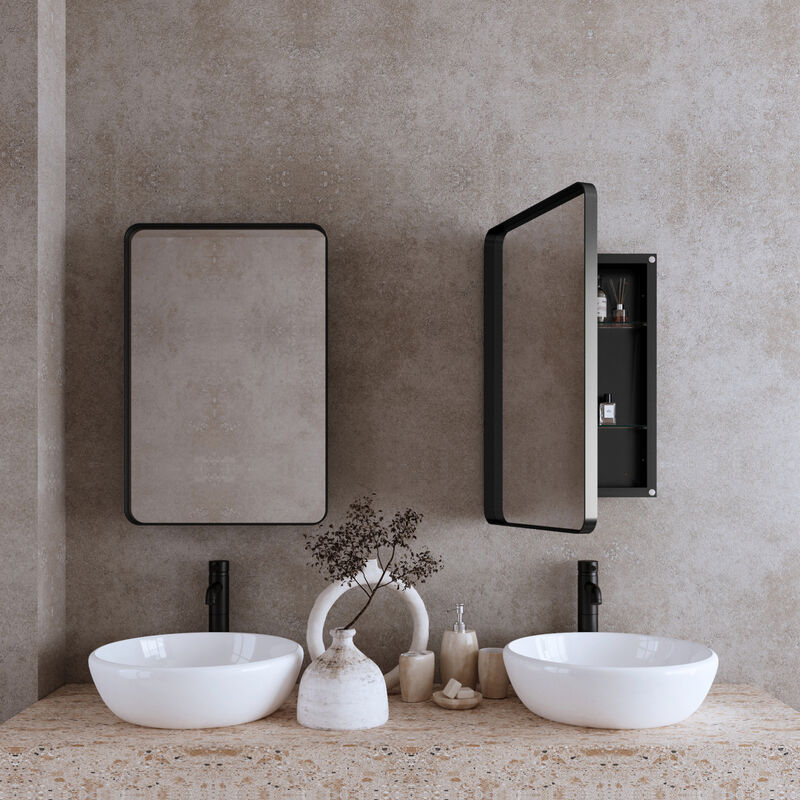 ELEMENT ACE Recessed Metal Framed Medicine Cabinet with Adjustable Shelves and Mirror image number 3