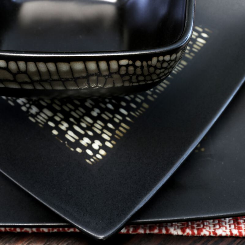 Elama's Naina 16 Piece Double Bowl Stoneware Dinnerware Set