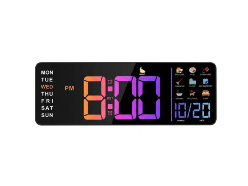 Hoifen Day Date Display Digital Calendar Wall Clock 16 Inch Glow In Dark image number 0
