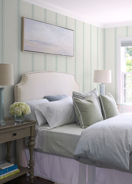Linette Seafoam Fabric Stripe Wallpaper (Set of 2)