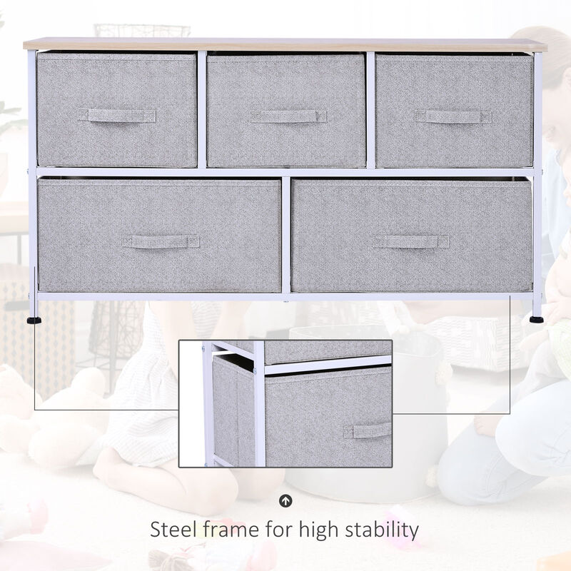 40"  Storage Cube Dresser Unit Shelf Organizer with 5 Fabric Drawer Bins