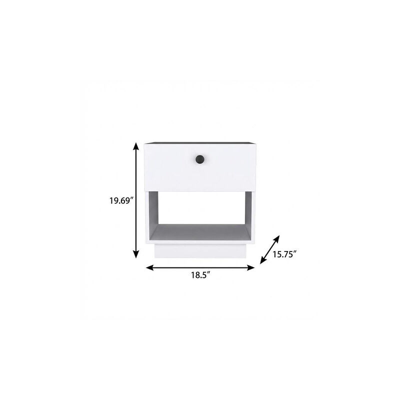 HomeRoots 20" White Wood One Drawer Nightstand image number 4