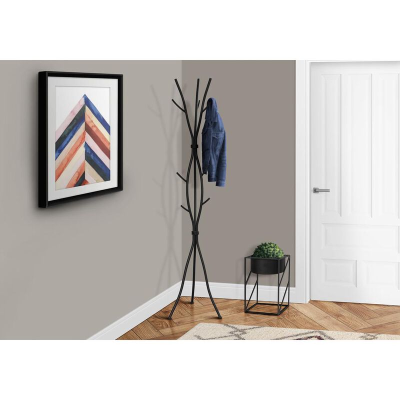 Monarch Coat Rack, Hall Tree, Free Standing, 11 Hooks, Entryway, 74H, Bedroom image number 8