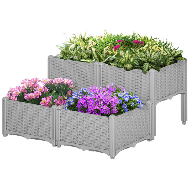 Hivvago Raised Garden Planter 4-Piece Set for Backyard Plants