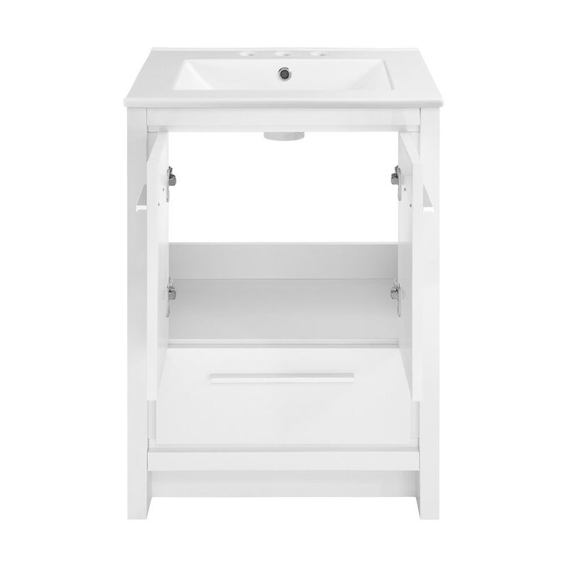 Virage 24 in. White Bathroom Vanity with 3-Hole Ceramic Sink Top image number 5