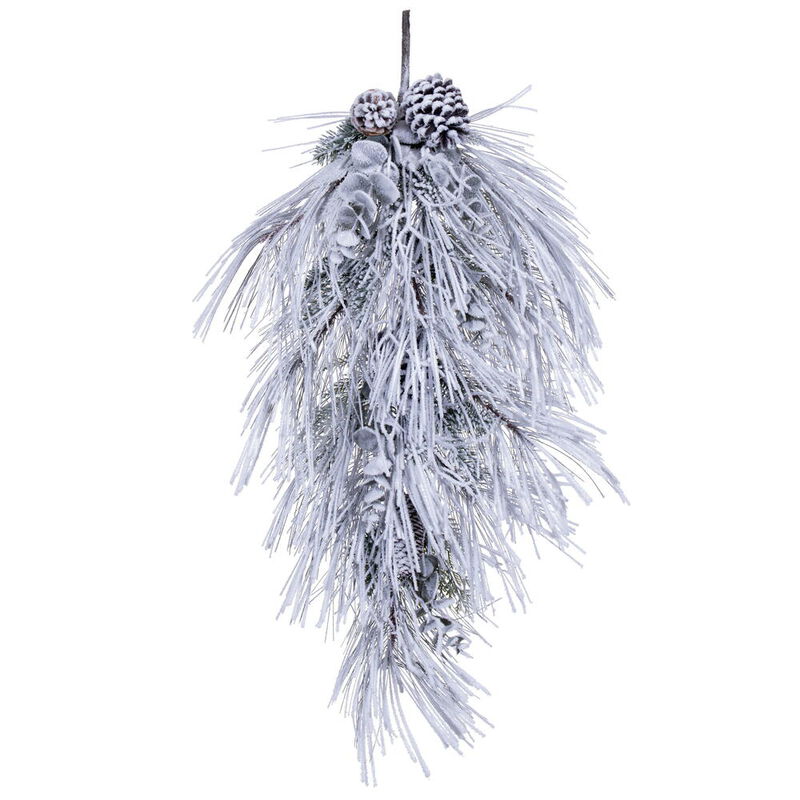 Vickerman 36" Artificial Flocked Green Long-Needle Christmas Teardrop Unlit. image number 0