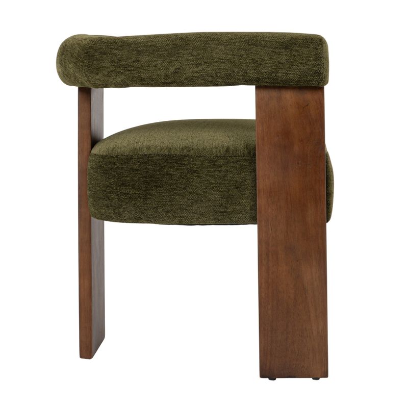 Barrel Back Accent Chair with Velvet Upholstery and Wood Frame, Green image number 6