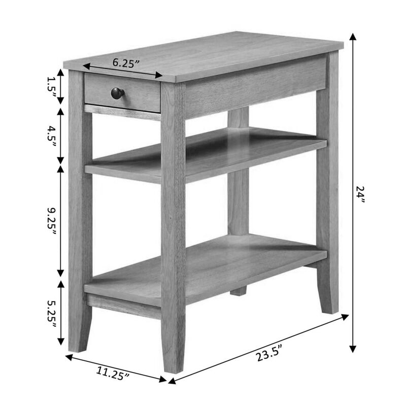 Convenience Concepts American Heritage Chairside End Table with Drawer 23.5"" - Classic Living Room Table with Storage Shelf, Be