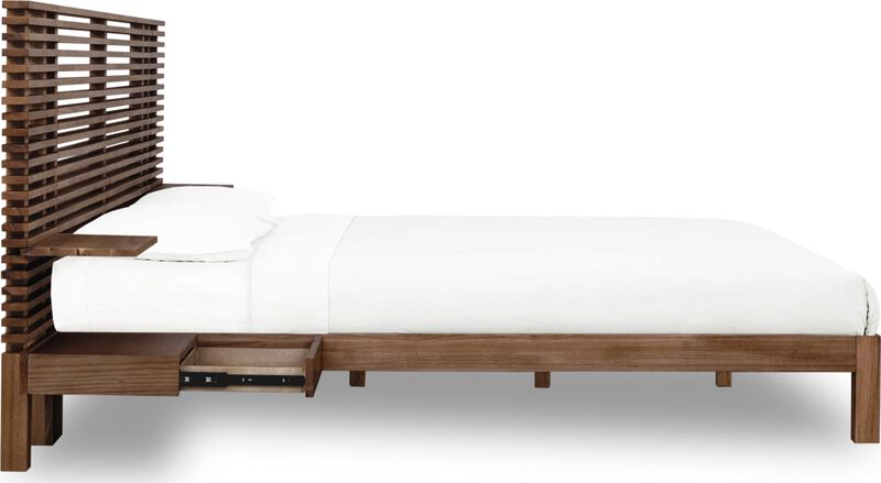 Tanner Full-size Solid Ash Wall Bed with Integrated Nightstands in Roux