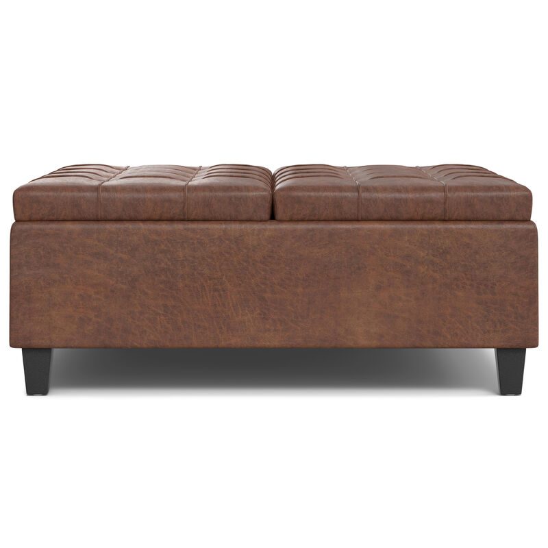 Simpli Home Harrison Large Square Coffee Table Storage Ottoman image number 1