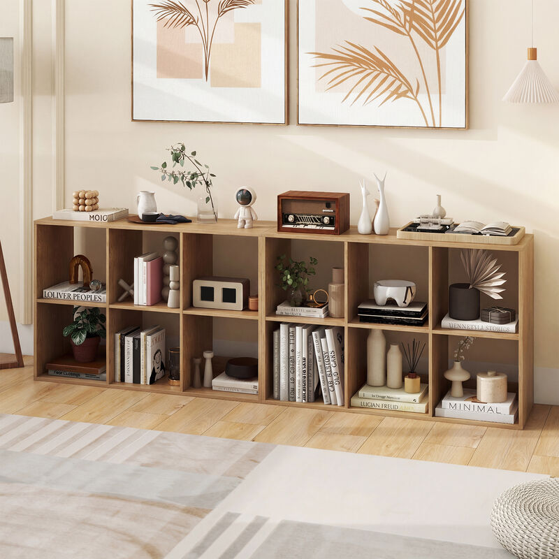 Large 6 Cube Storage Shelf with Back Guardrail for Bedroom image number 7
