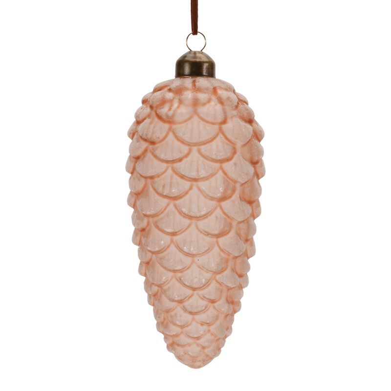 Frosted Glass Pinecone Ornaments in Drop Shape, Set of 6 for Holiday Styling