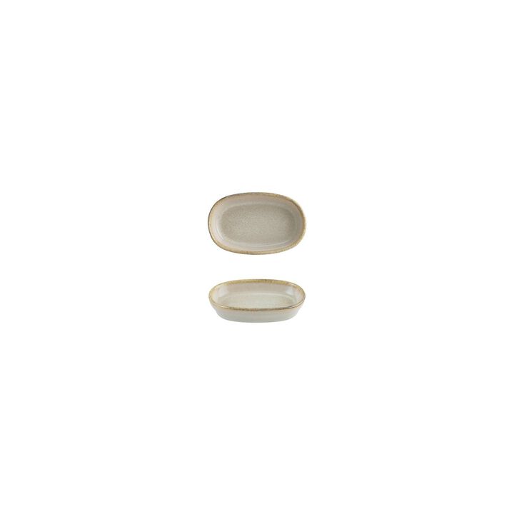 Sand 4" x 2.5" x h:0.75" Oval Beige Porcelain Platter (Set of 4)