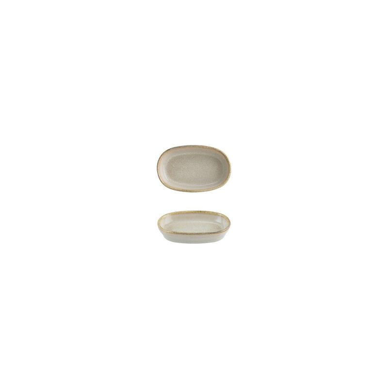 Sand 4" x 2.5" x h:0.75" Oval Beige Porcelain Platter (Set of 4)