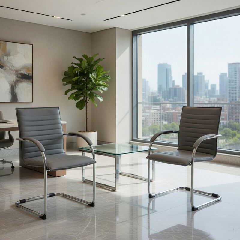 Neni Office Chair Set of 2, Foam Fill Vinyl, Chrome Cantilever image number 8