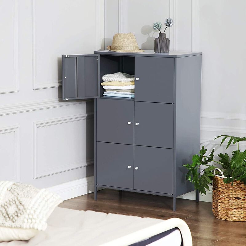 Hivvago Gray Metal Storage Cabinet with 3 Shelves