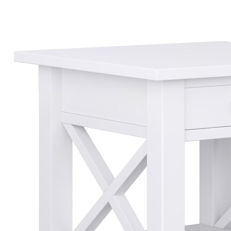 Simpli Home Kitchener Solid Wood End Table In White