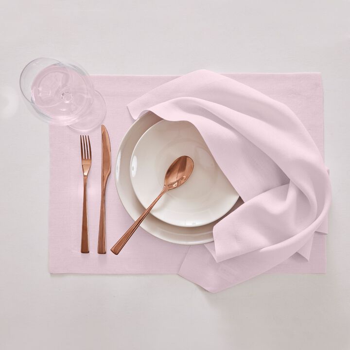 Solino Home 100% Pure Linen Placemats 14 x 19 Inch Set of 4 - Sonoma