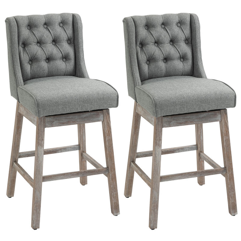 Hivvago Bar Height Dining Stools, Set of 2 with Tufted Seats image number 0