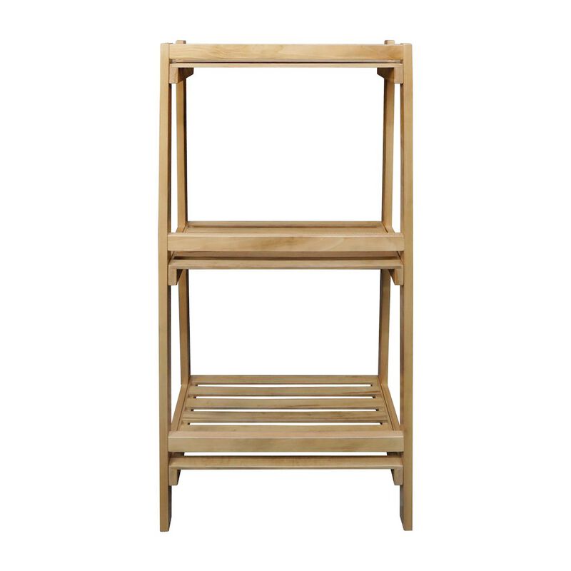Woodhaven Slatted 3-Shelf Ladder Bookcase with Solid American Gum