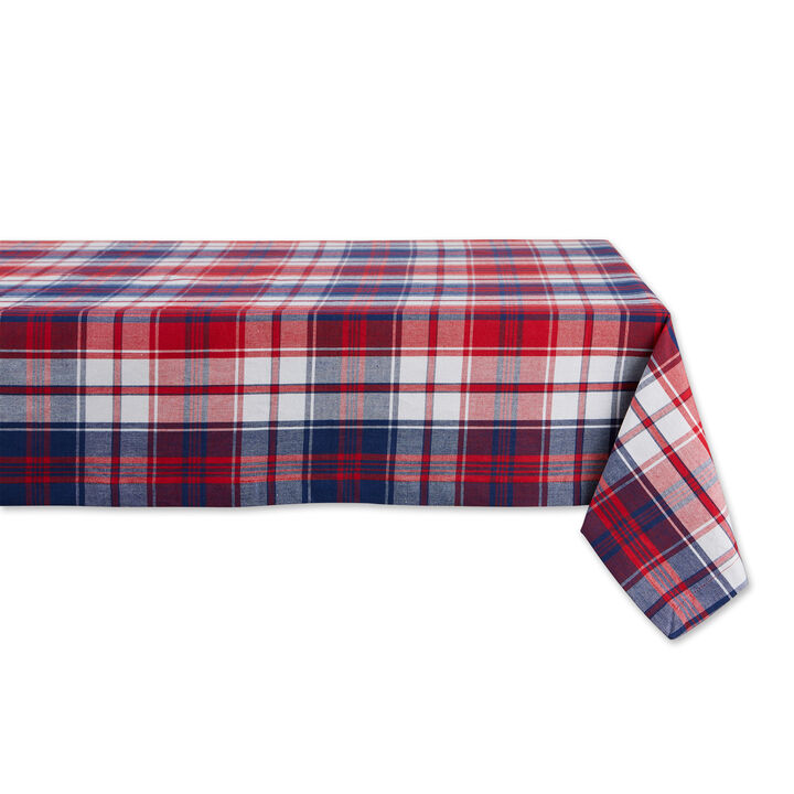 60" x 120" Red and Blue American Plaid Table Cloth