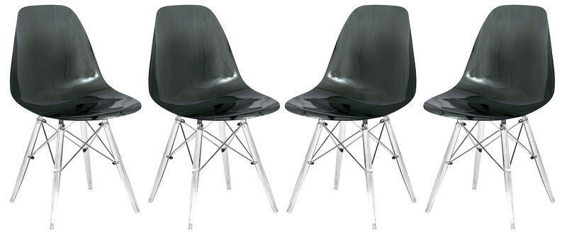 LeisureMod Dover Molded Side Chair with Acrylic Base, Set of 4