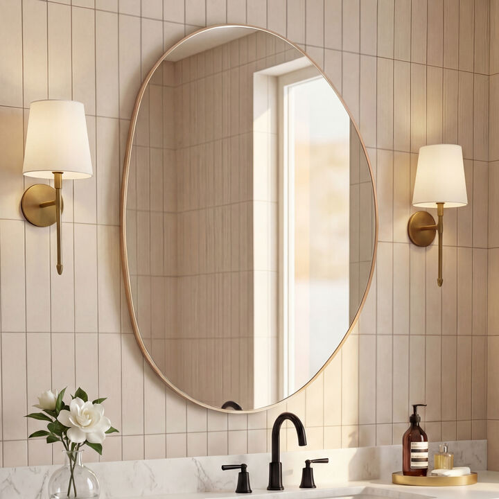 Aurelia Irregular Oval Metal Framed Wall Mounted Mirror