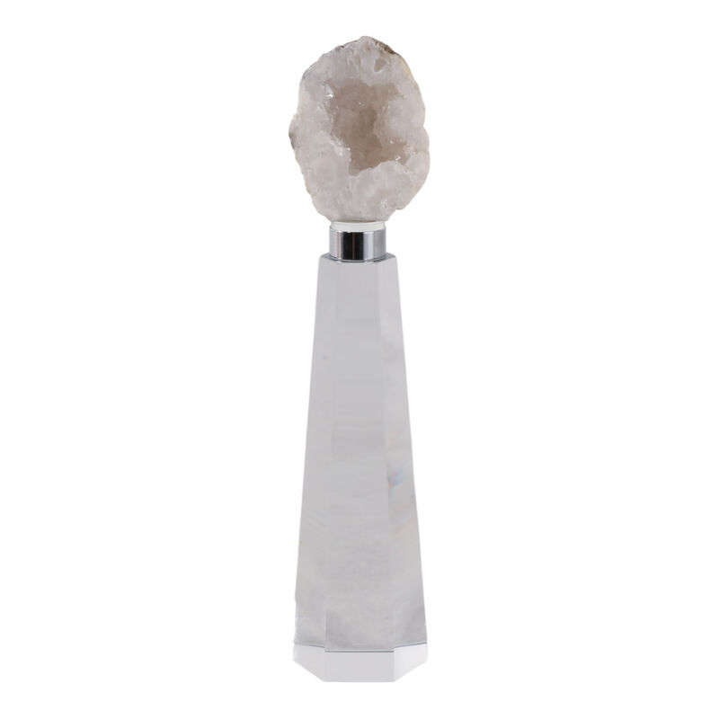 8x2" Agate On Crystal Base, White/clear image number 0