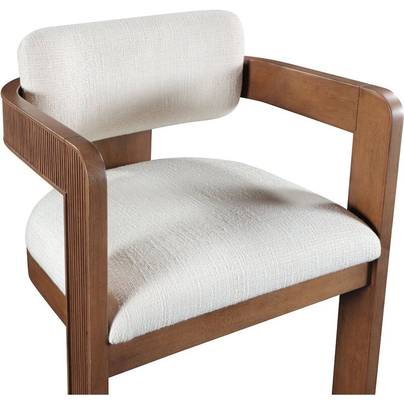 Meridian Furniture Sacha Cream Linen Textured Fabric Dining Chair, Set of 2