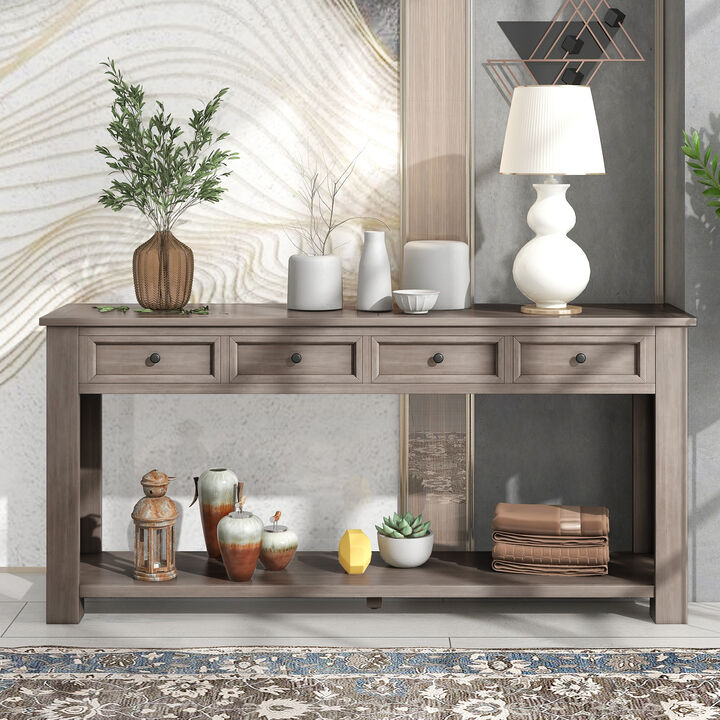 Merax Console Table/Sofa Table with Storage Drawers and Bottom Shelf for Entryway Hallway