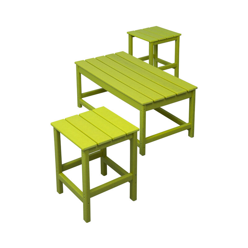 WestinTrends 3-Piece Outdoor Patio Adirondack Coffee and Side Table Set