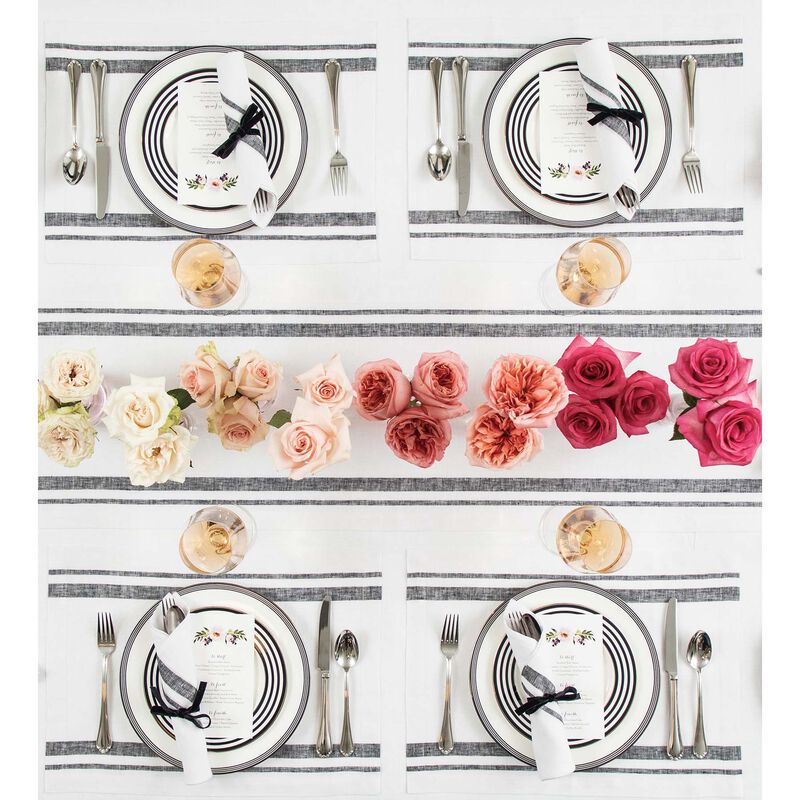 Christmas Linen Dinner Napkins 20 x 20 in Set of 4 - French Stripe, Solino Home