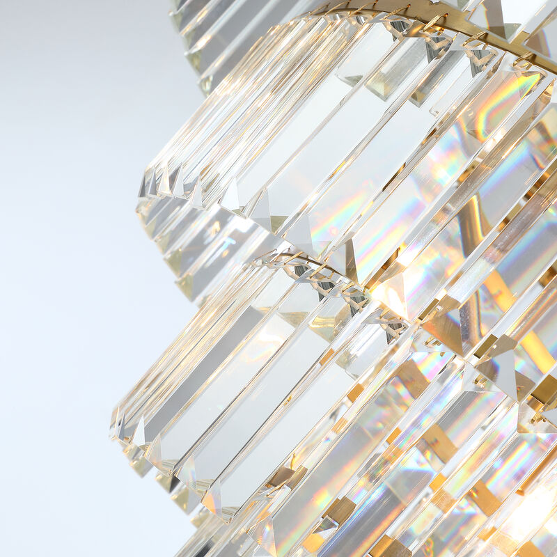 23 in. Glam Warm Gold 6-Light Dimmable Tiered Crystal Chandelier image number 8