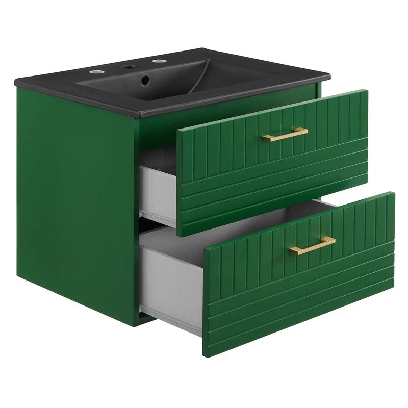 Modway Daybreak Bathroom Vanity, 24" with Black Sink, Green image number 2