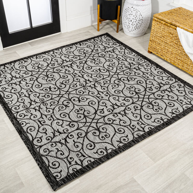 Madrid Vintage Filigree Textured Weave Square Indoor/Outdoor Area Rug