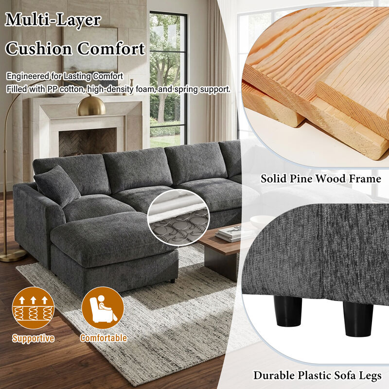 Merax 4-Piece Living Room Set with 2 Accent Chairs, Loveseat & Ottoman image number 4