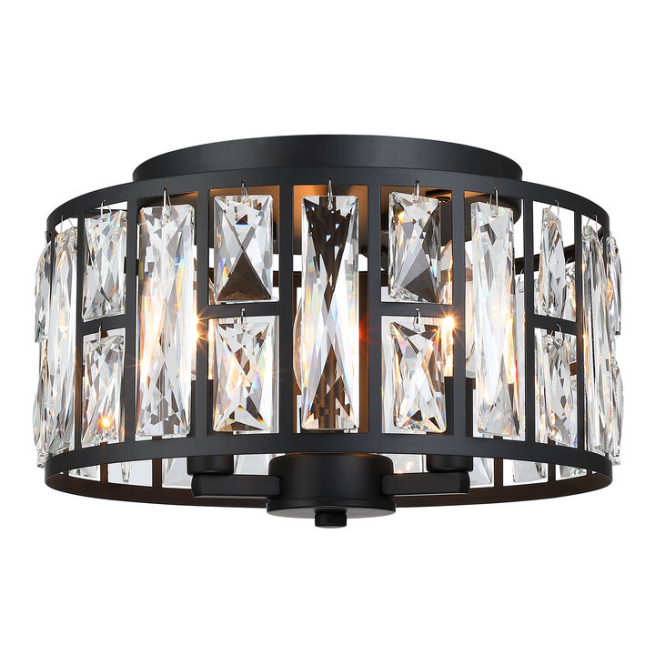 11.89 in Modern Glam 3-Light Dimmable Crystal Flush Mount Ceiling Light