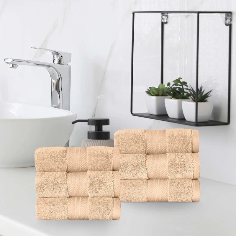 6 Pack Turkish Cotton Hand Towels Set, Soft Quick Dry Absorbent Towels for Bathroom Kitchen image number 1