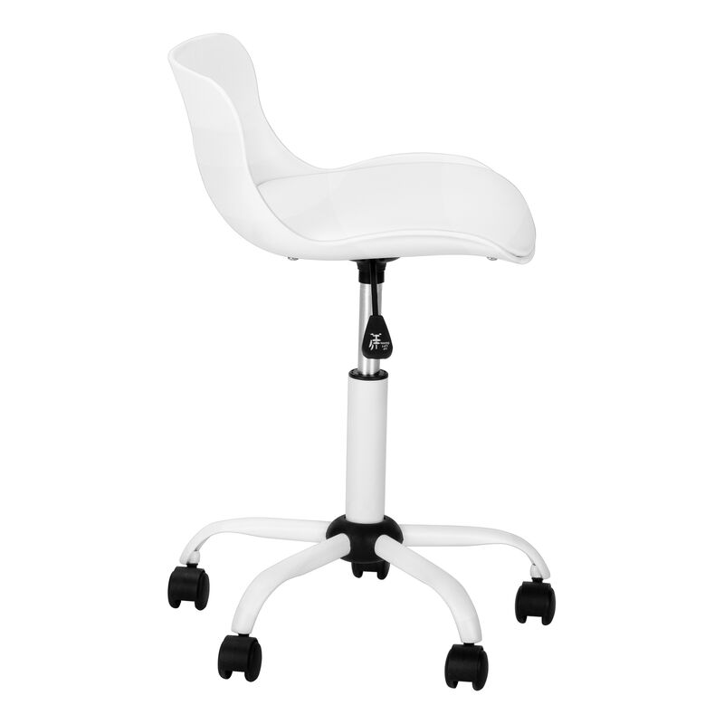 Monarch Specialties I 7463 Office Chair, Adjustable Height, Swivel, Ergonomic, Computer Desk, Work, Juvenile, Metal, Pu Leather Look, White, Contemporary, Modern